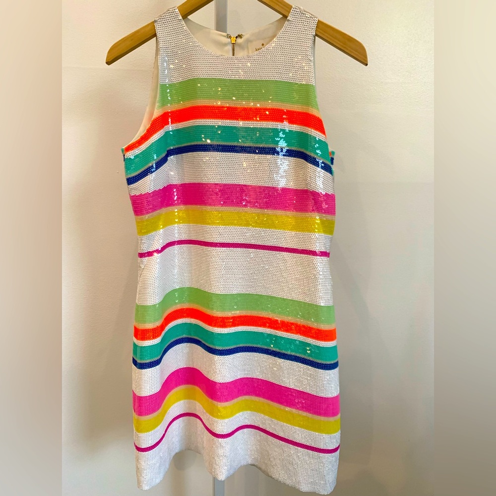 Kate Spade Sequin ✨ Stripe Shift Dress Size 6